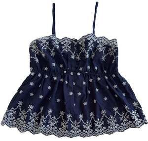 Draper James Navy Blue Floral Eyelet Camisole Top with Smocked Back